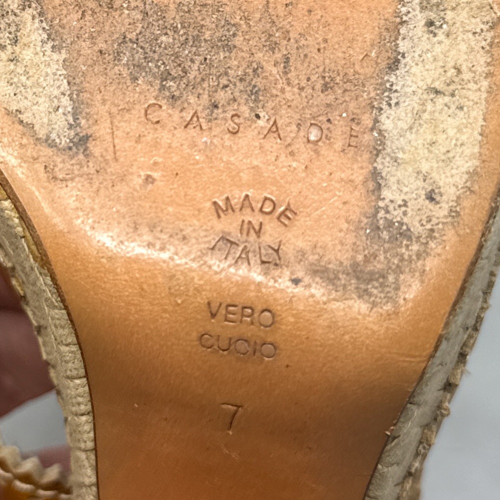 CASADEI Vintage Y2K Ostrich Leather Chunky Platform Wedge Sandal Heels Brown 7 - Picture 8 of 12